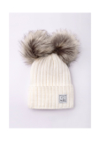 SKLADOM I love milk Zimná čiapka Beanie s brmbolcom, ecru