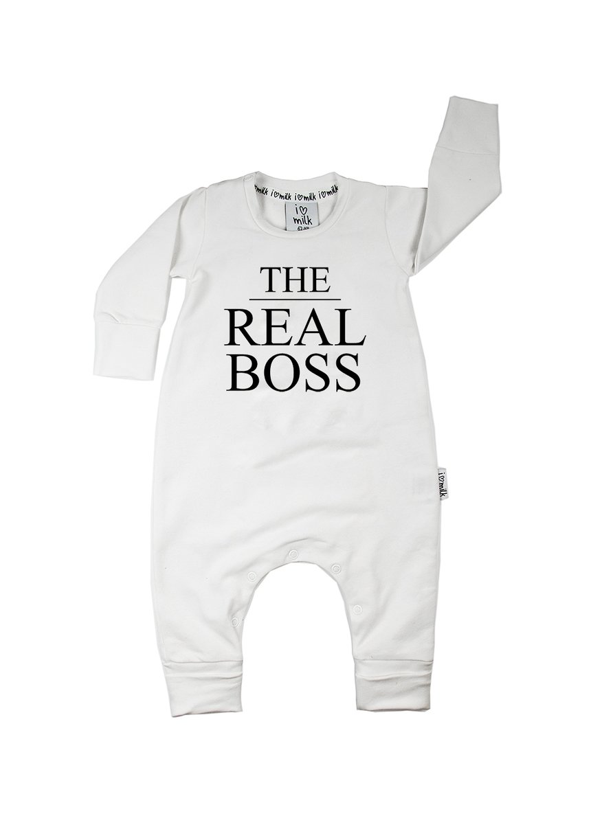 I love milk Detský overal "THE REAL BOSS"