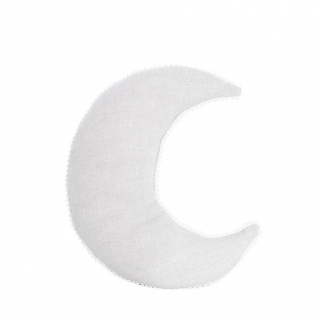 Ľanový vankúš mesiac, biely - 40x19 cm