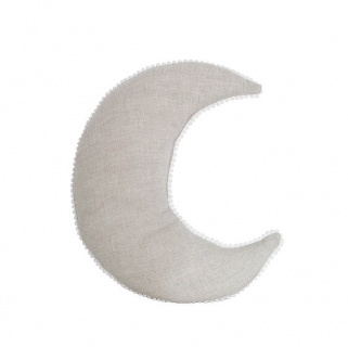 Ľanový vankúš mesiac, prírodný béžový - 40x19 cm