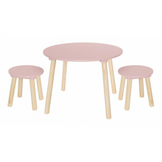 H13231 Jabadabado Stôl a 2 stoličky, ružové