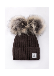 I love milk Zimná čiapka Beanie s brmbolcom, hnedá