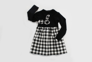 Detské teplákové šaty KÁRO + scrunchie, veľk. 2-10 rokov