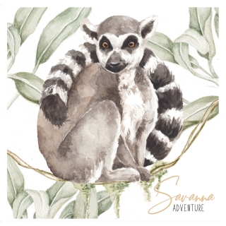 Nálepka na stenu Savanna Adventure - lemur